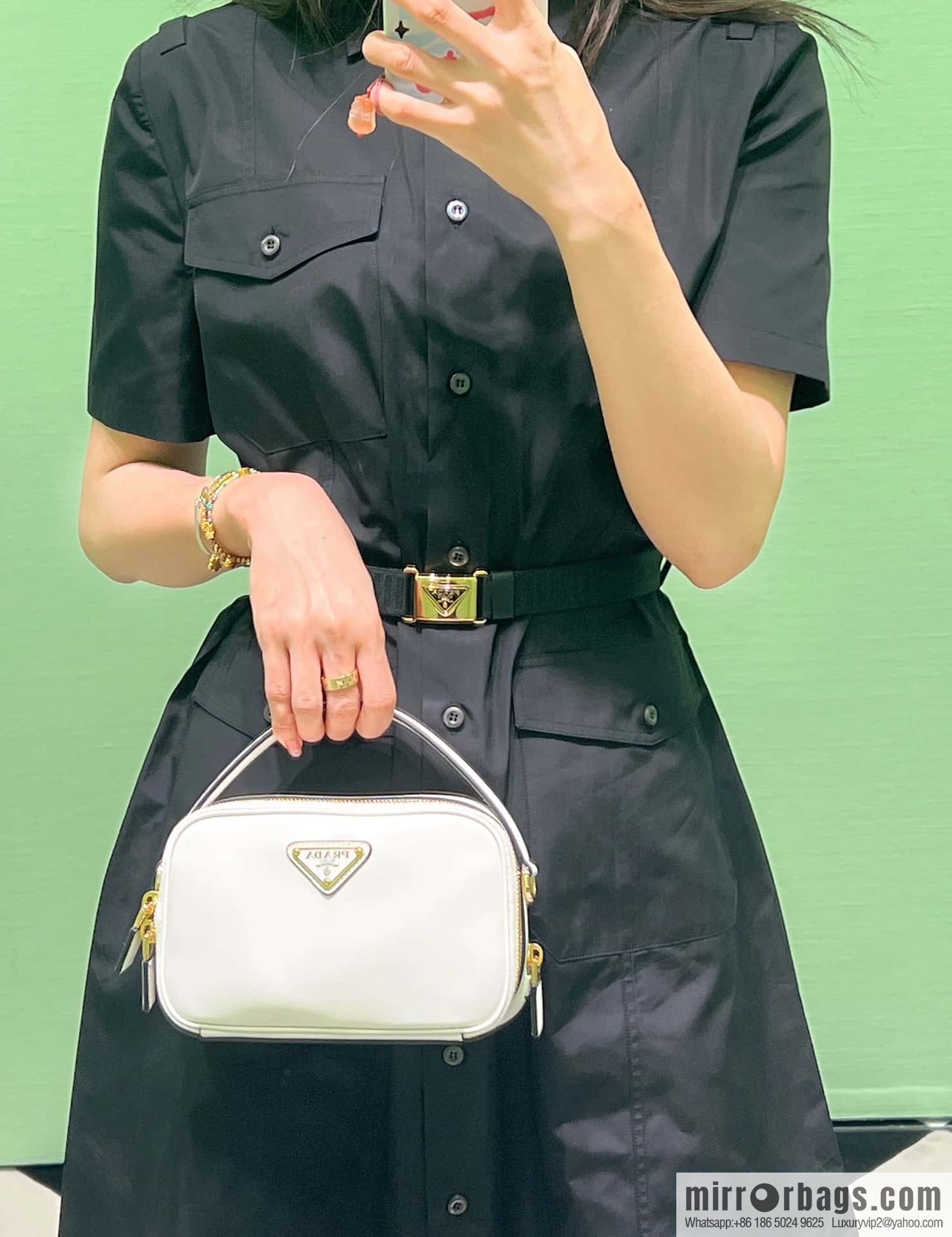 PRADA new mini handbag 1BH203 white