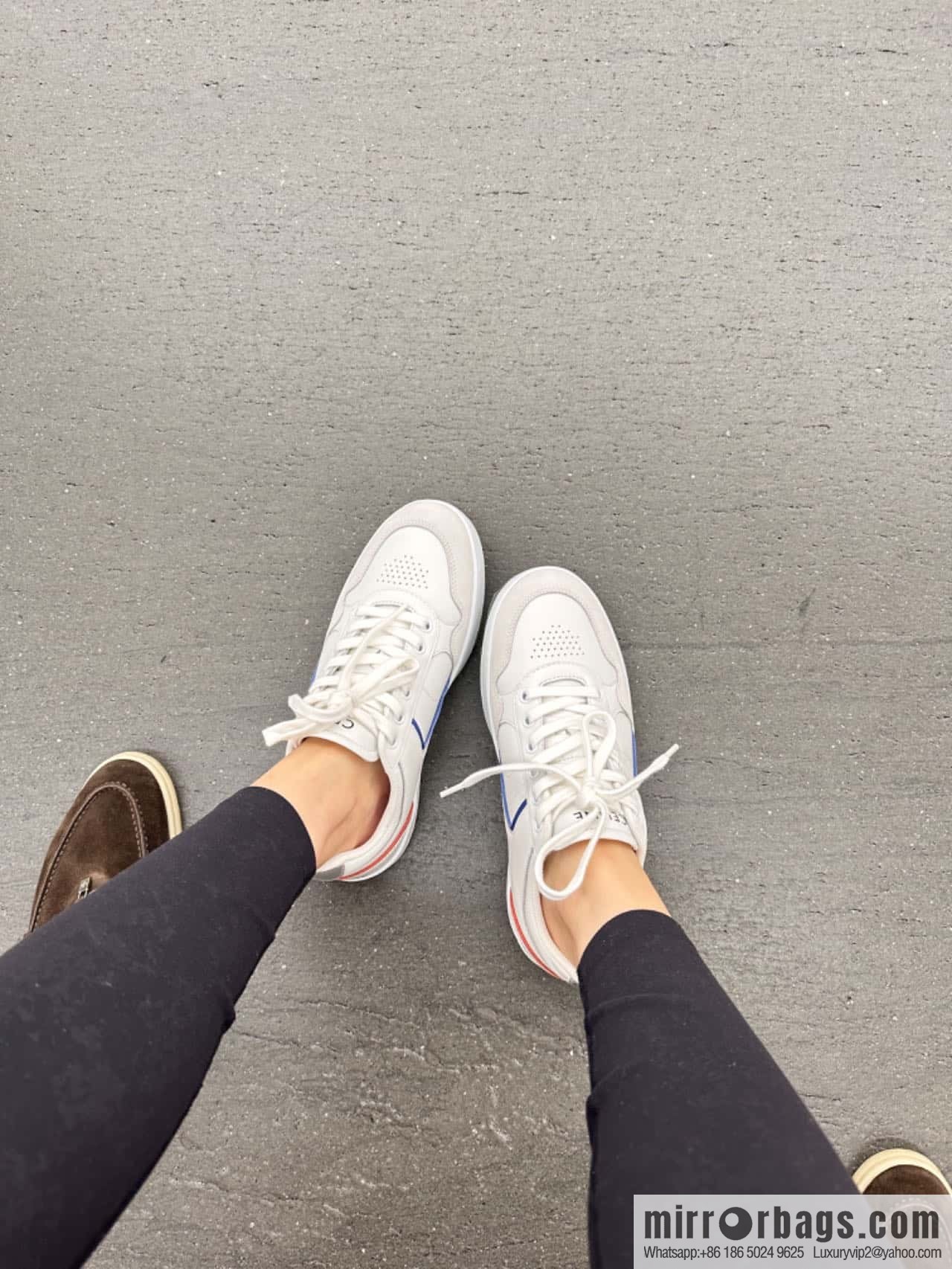 CELINE Leather low-top flat white shoes