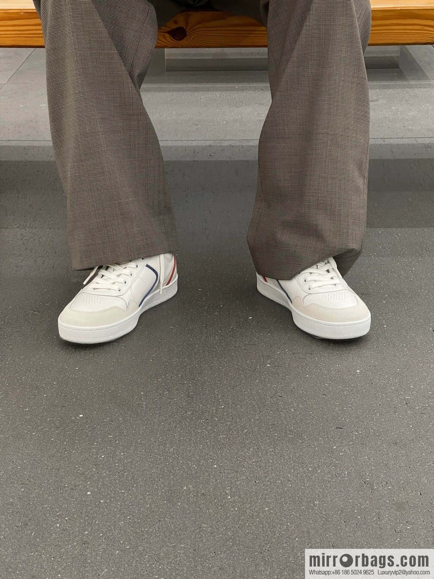 CELINE Leather low-top flat white shoes