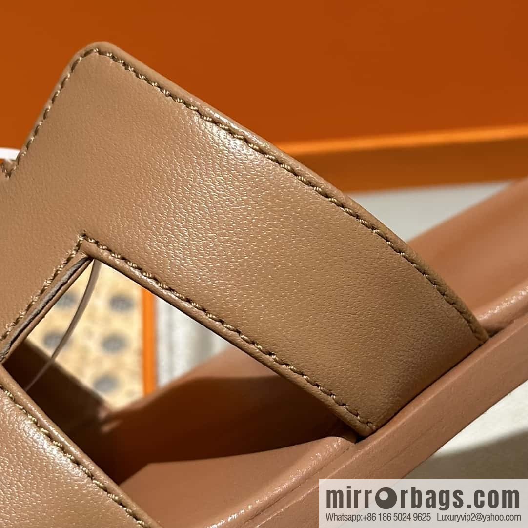 Hermès leather outsole H slippers