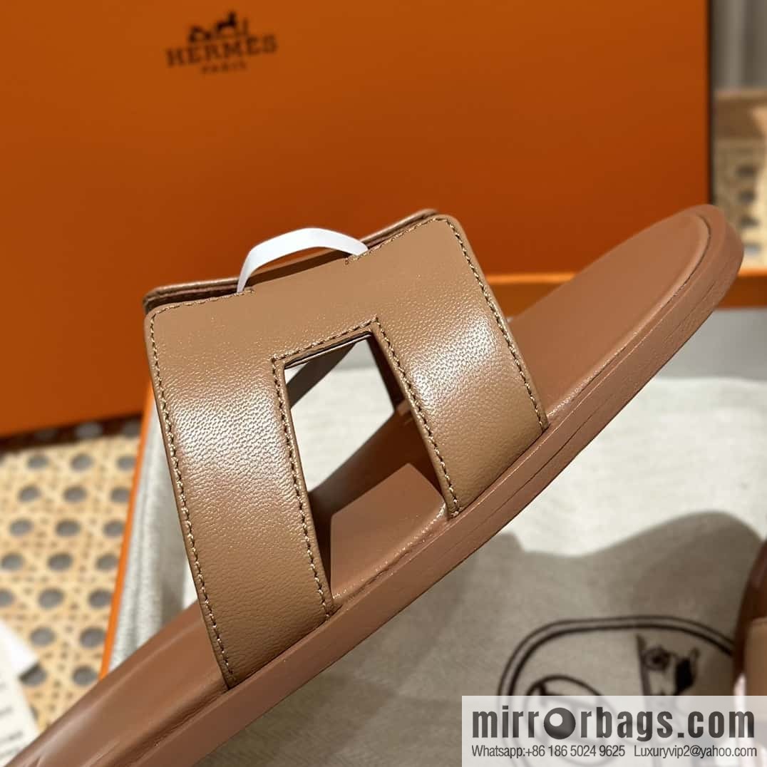 Hermès leather outsole H slippers