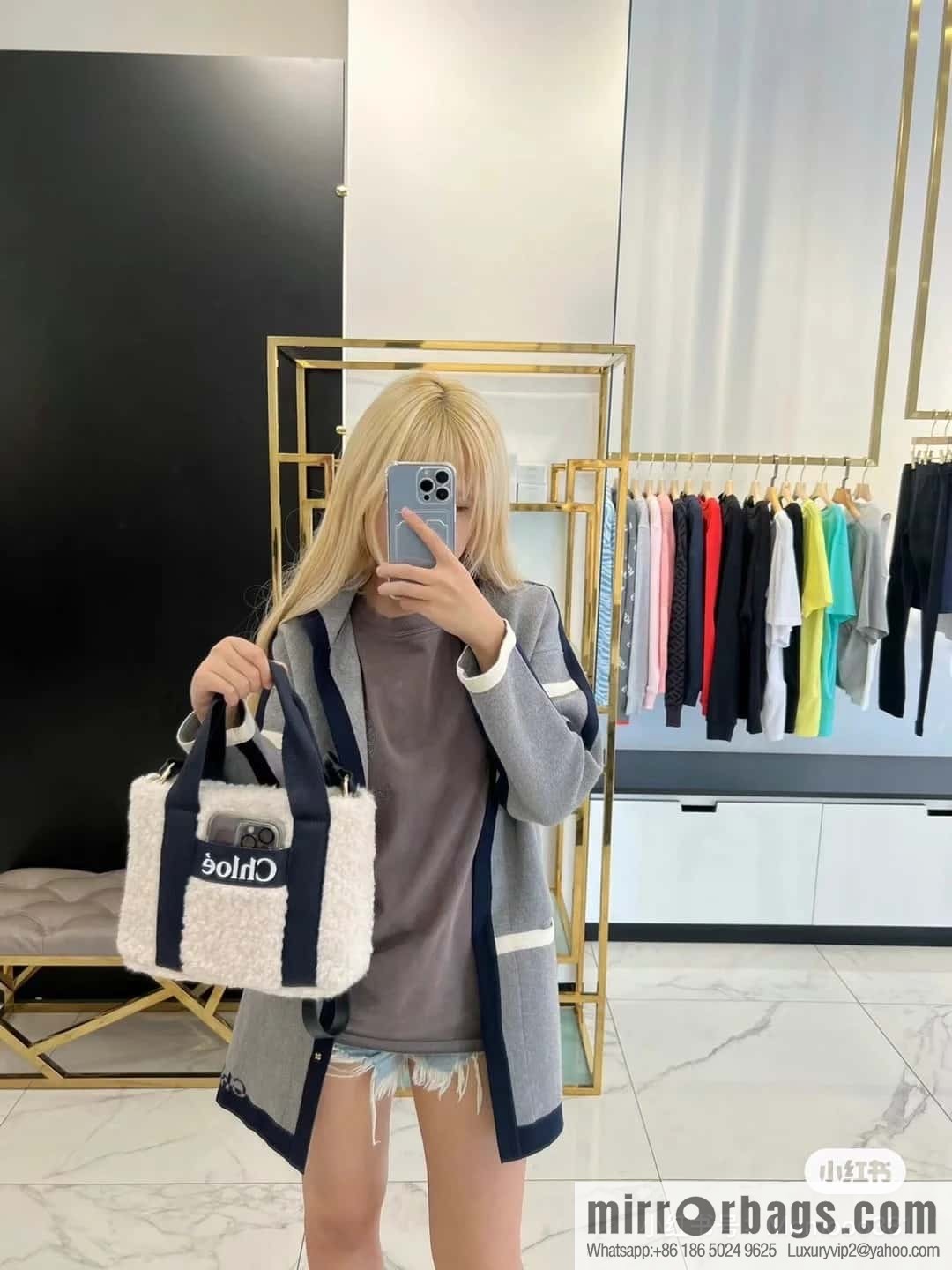 Chloe Woody Lamb Feather Tote 25CM