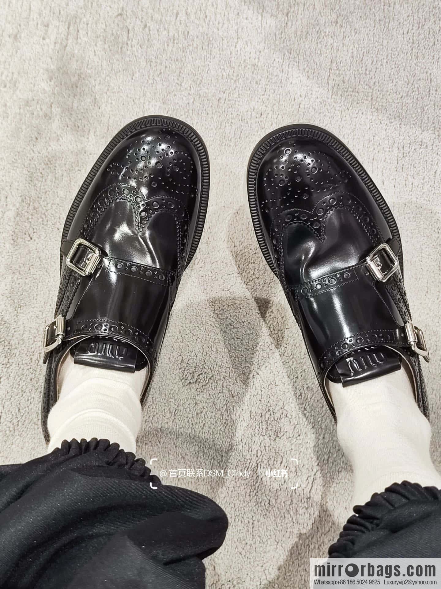 𝐂𝐡𝐮𝐫𝐜𝐡’𝐬 𝐱 𝐌𝐢𝐮 𝐌𝐢𝐮||𝟐𝟎𝟐𝟑 joint Brock carved Oxford small leather shoes