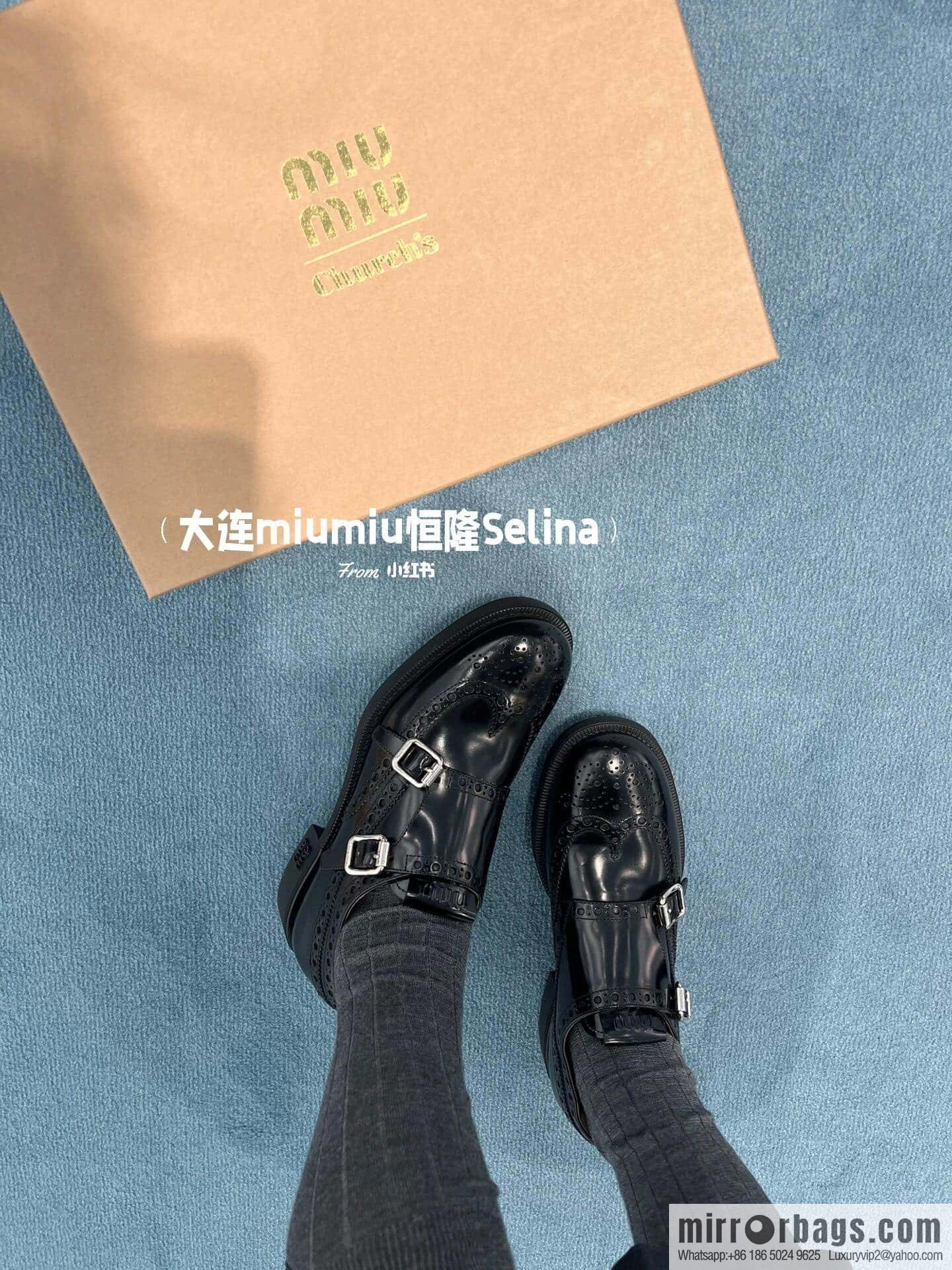 𝐂𝐡𝐮𝐫𝐜𝐡’𝐬 𝐱 𝐌𝐢𝐮 𝐌𝐢𝐮||𝟐𝟎𝟐𝟑 joint Brock carved Oxford small leather shoes