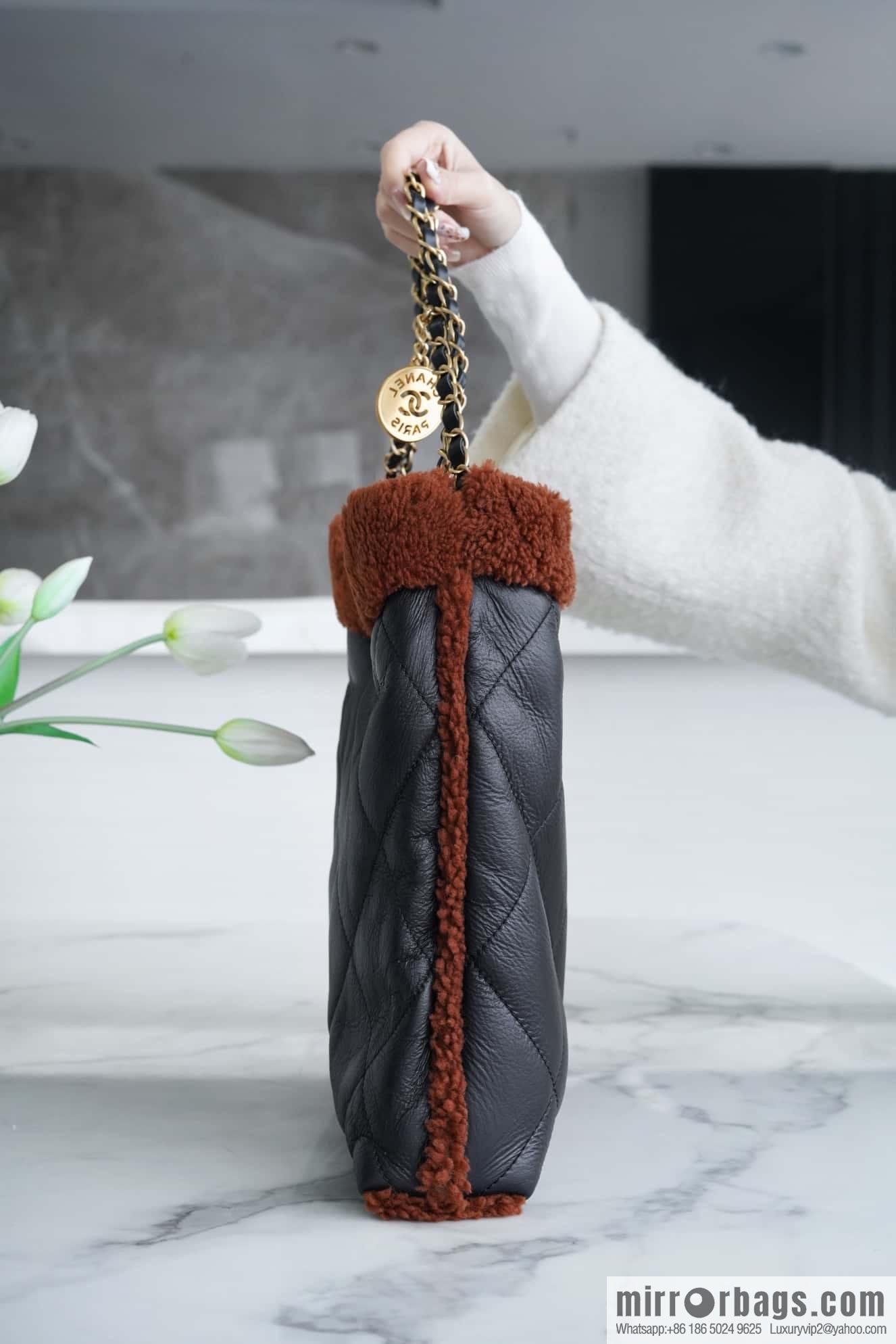 CHANEL Seasonal Limited Teddy Bear AS3261 Black Brown