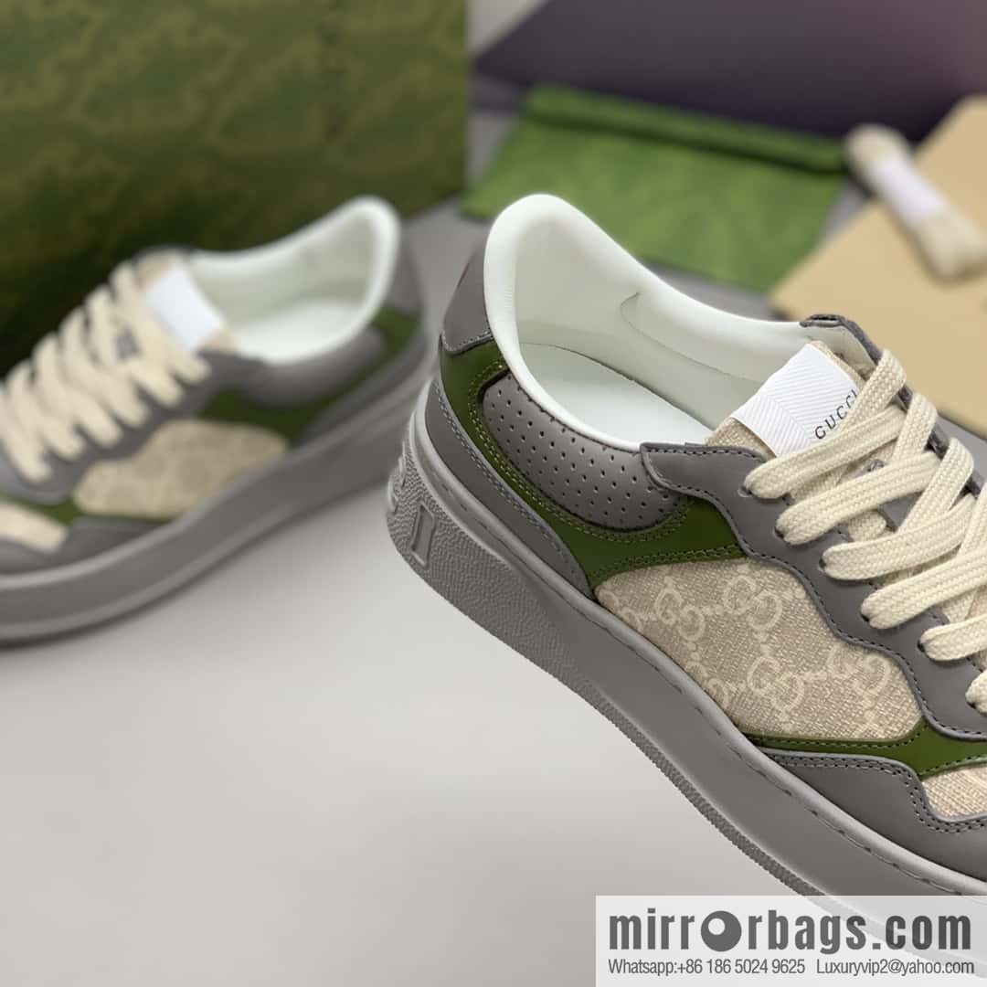 GUCCI Gucci, with cowhide material GG printed canvas couple sneakers