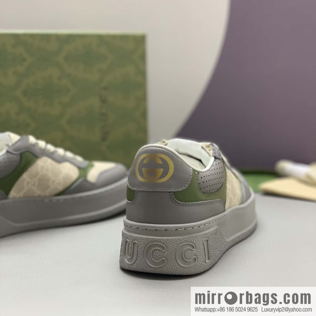 GUCCI Gucci, with cowhide material GG printed canvas couple sneakers
