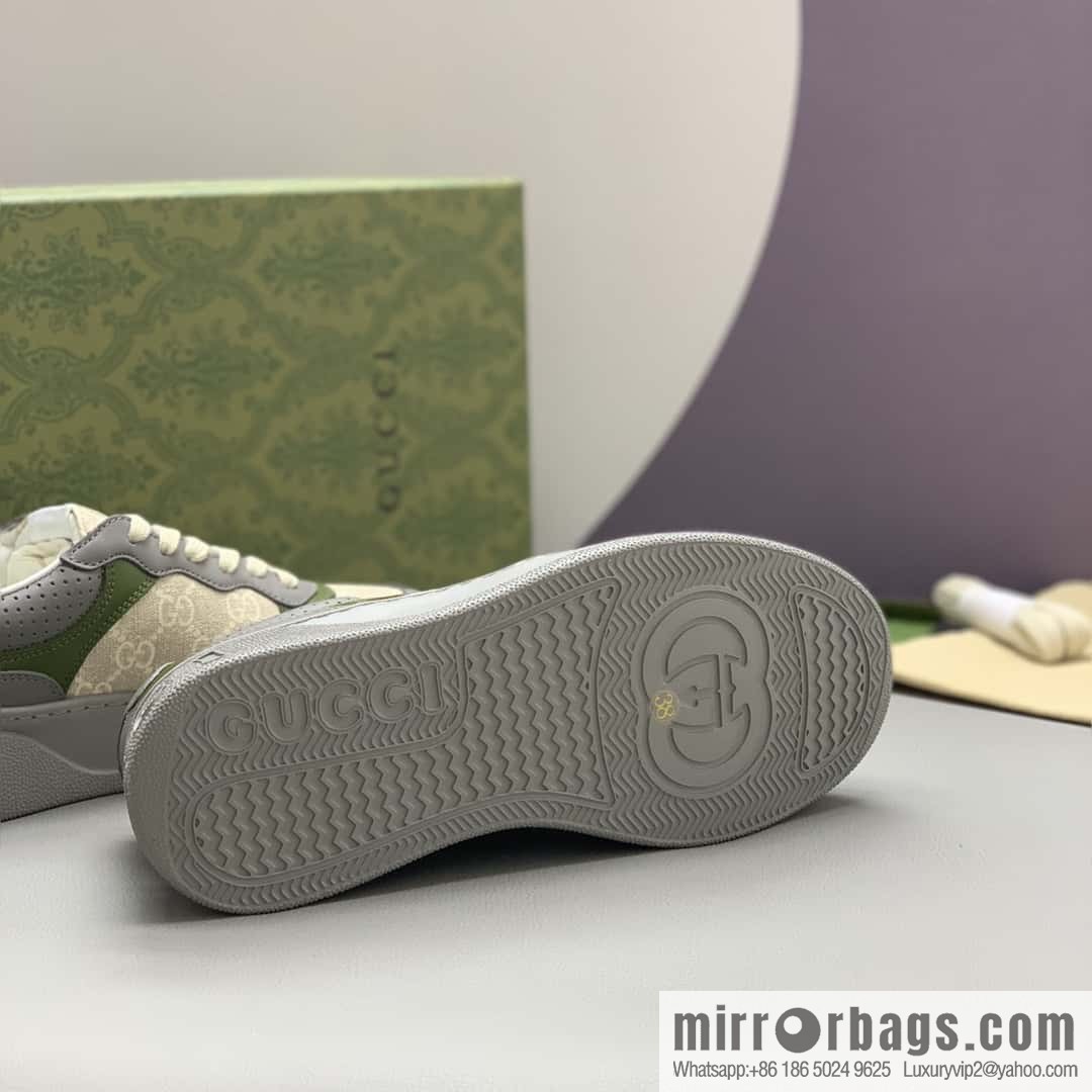 GUCCI Gucci, with cowhide material GG printed canvas couple sneakers