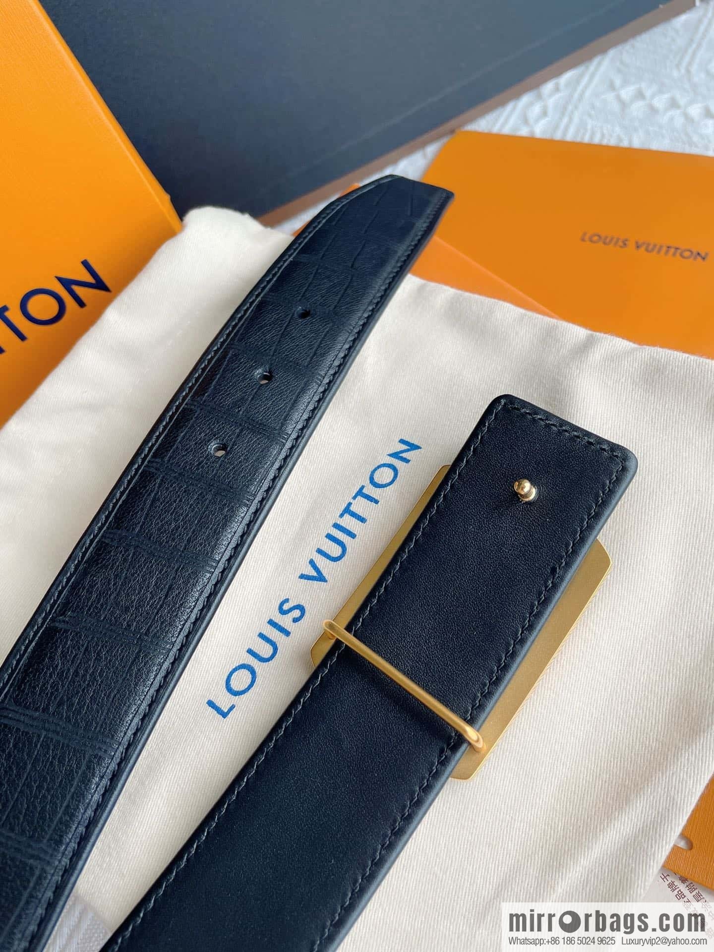 LV/Louis Vuitton, steel resin inlaid with zirconium rare deerskin men's belt 4.0cm