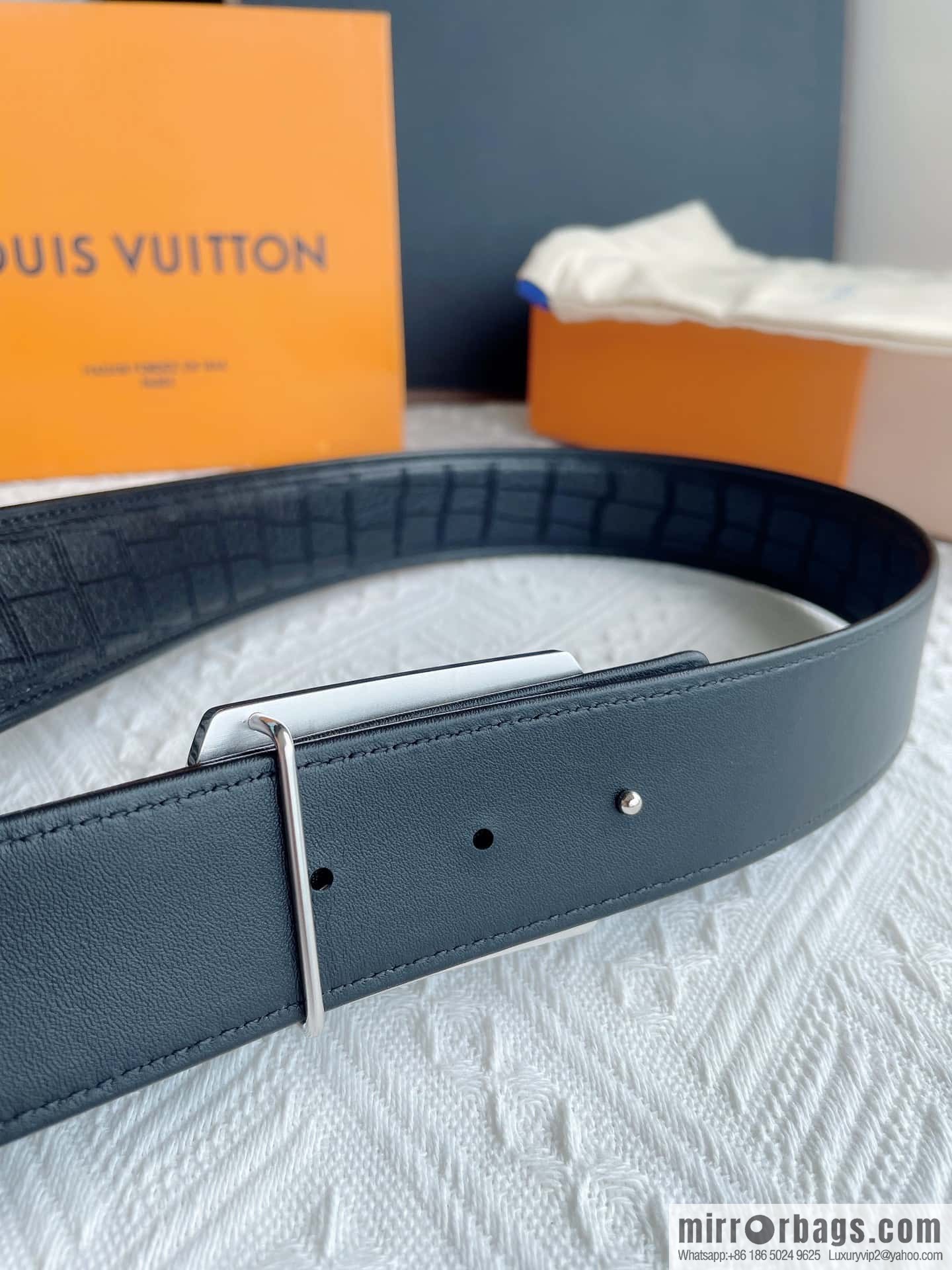 LV/Louis Vuitton, steel resin inlaid with zirconium rare deerskin men's belt 4.0cm