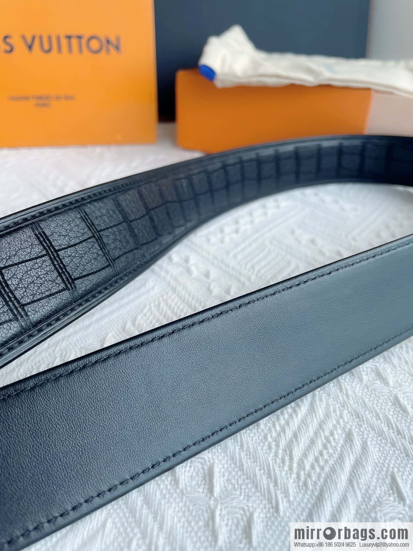 LV/Louis Vuitton, steel resin inlaid with zirconium rare deerskin men's belt 4.0cm