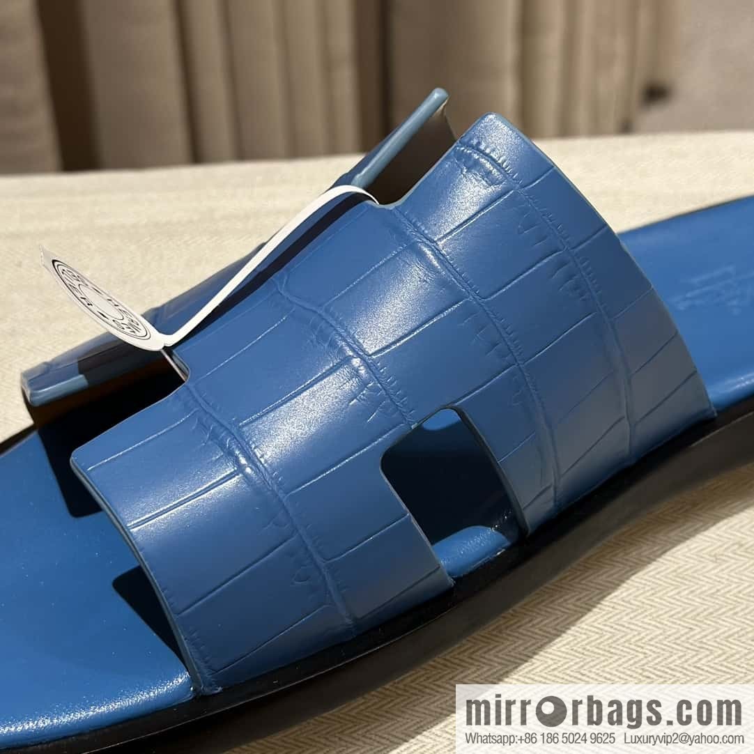 Hermès crocodile leather H family male god slippers