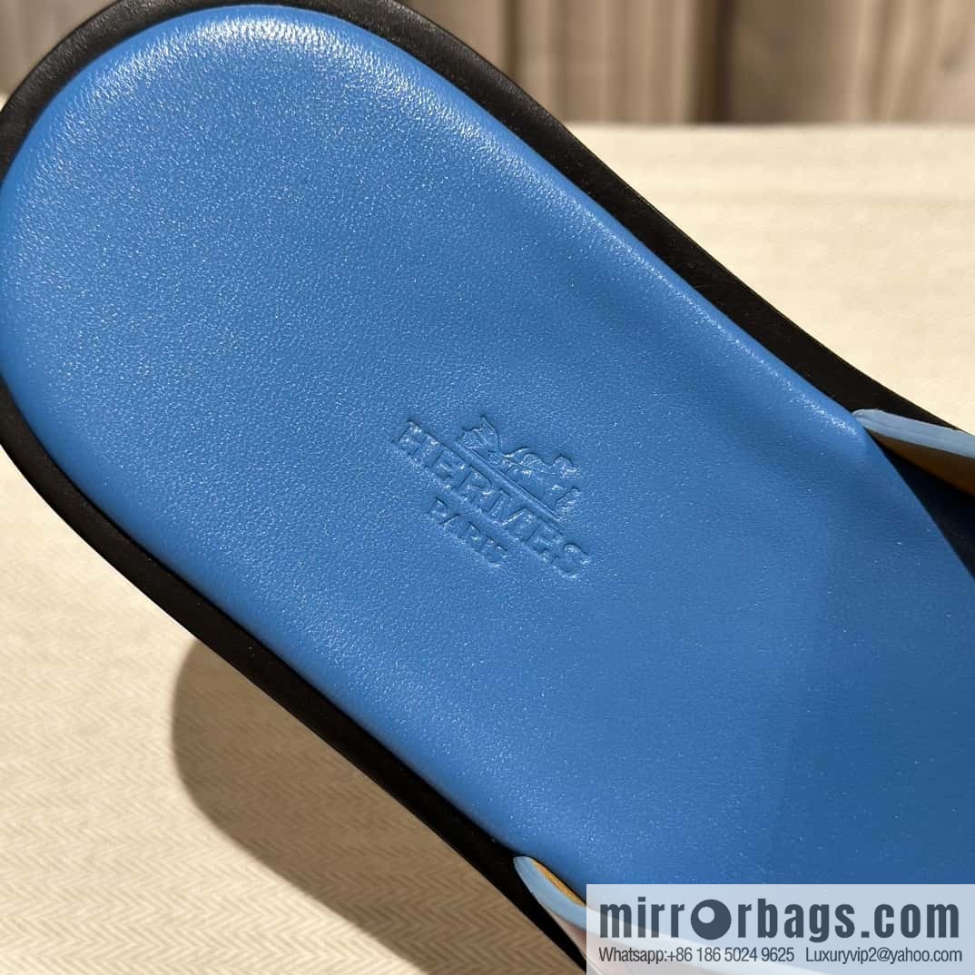 Hermès crocodile leather H family male god slippers