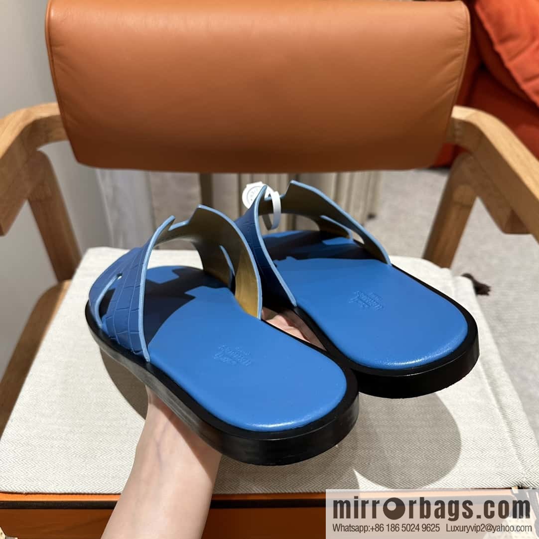 Hermès crocodile leather H family male god slippers