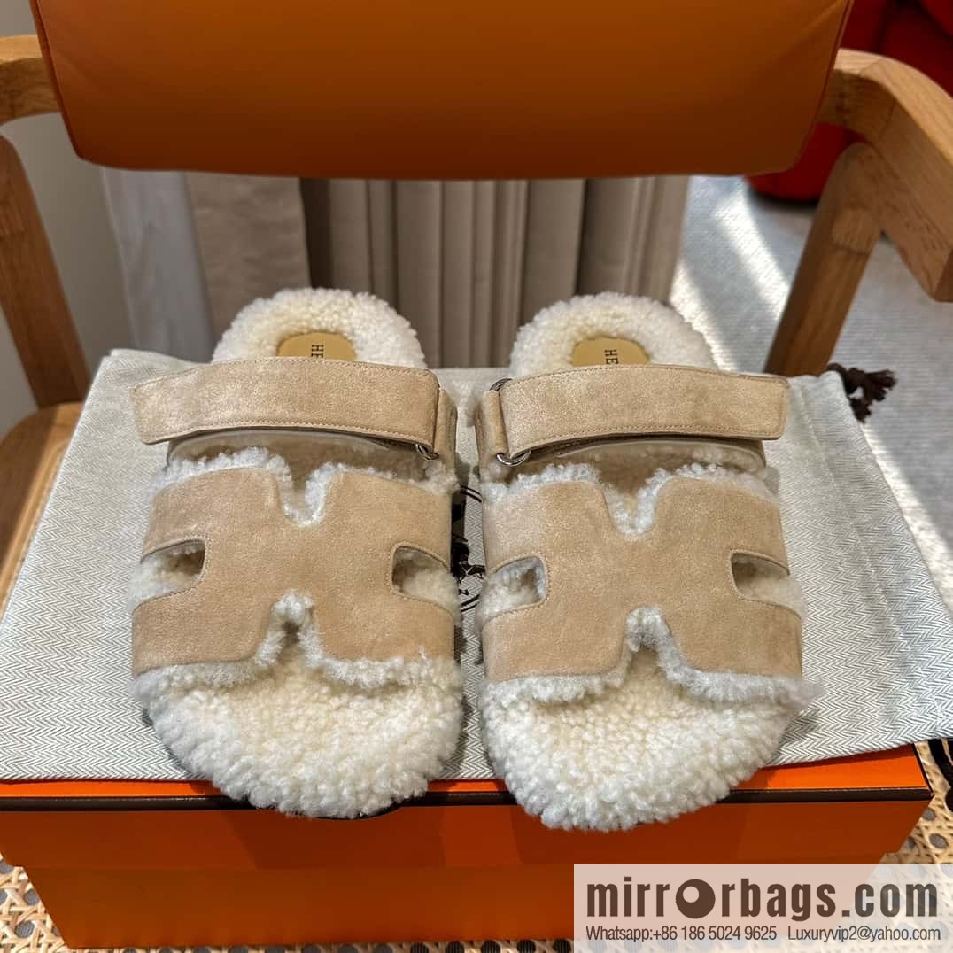 Hermès plush second uncle shoes Chypre sandals