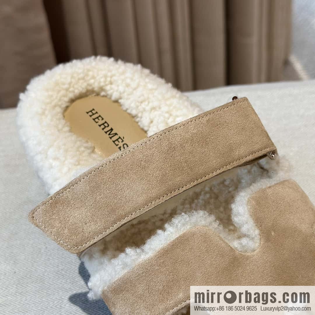 Hermès plush second uncle shoes Chypre sandals