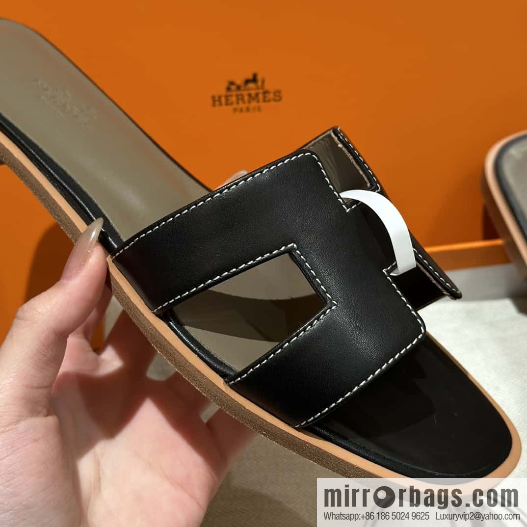 Hermès leather outsole H slippers