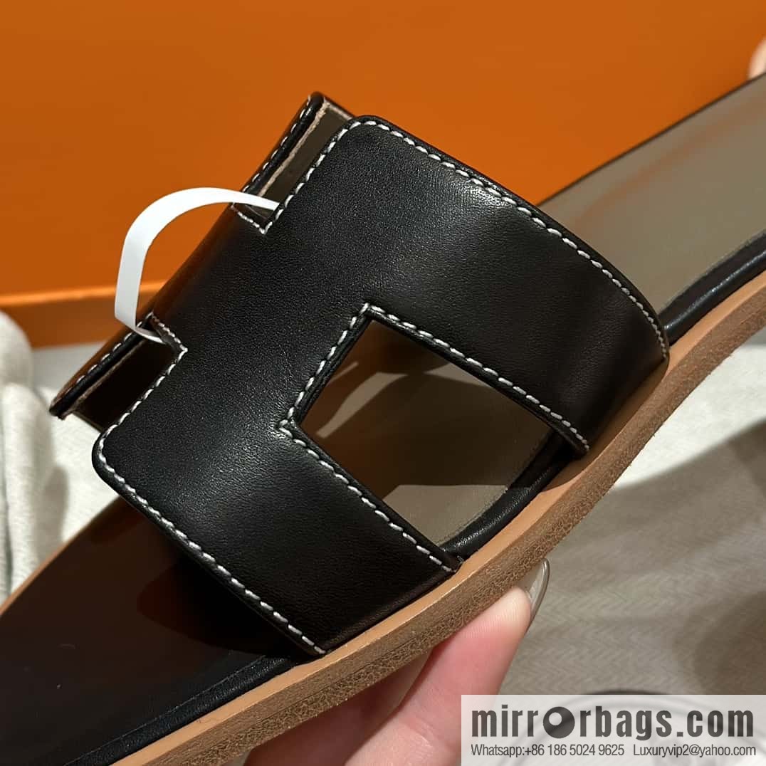 Hermès leather outsole H slippers