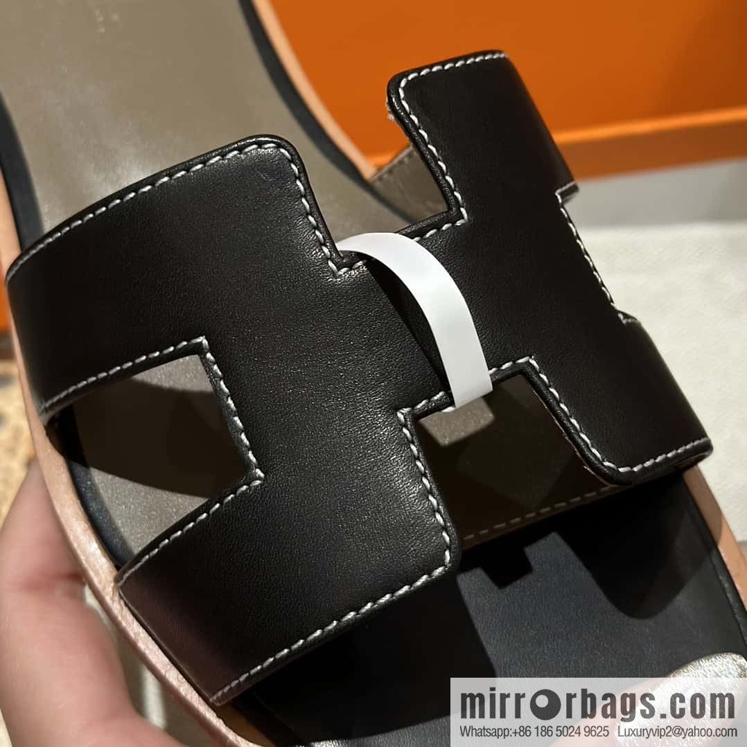 Hermès leather outsole H slippers