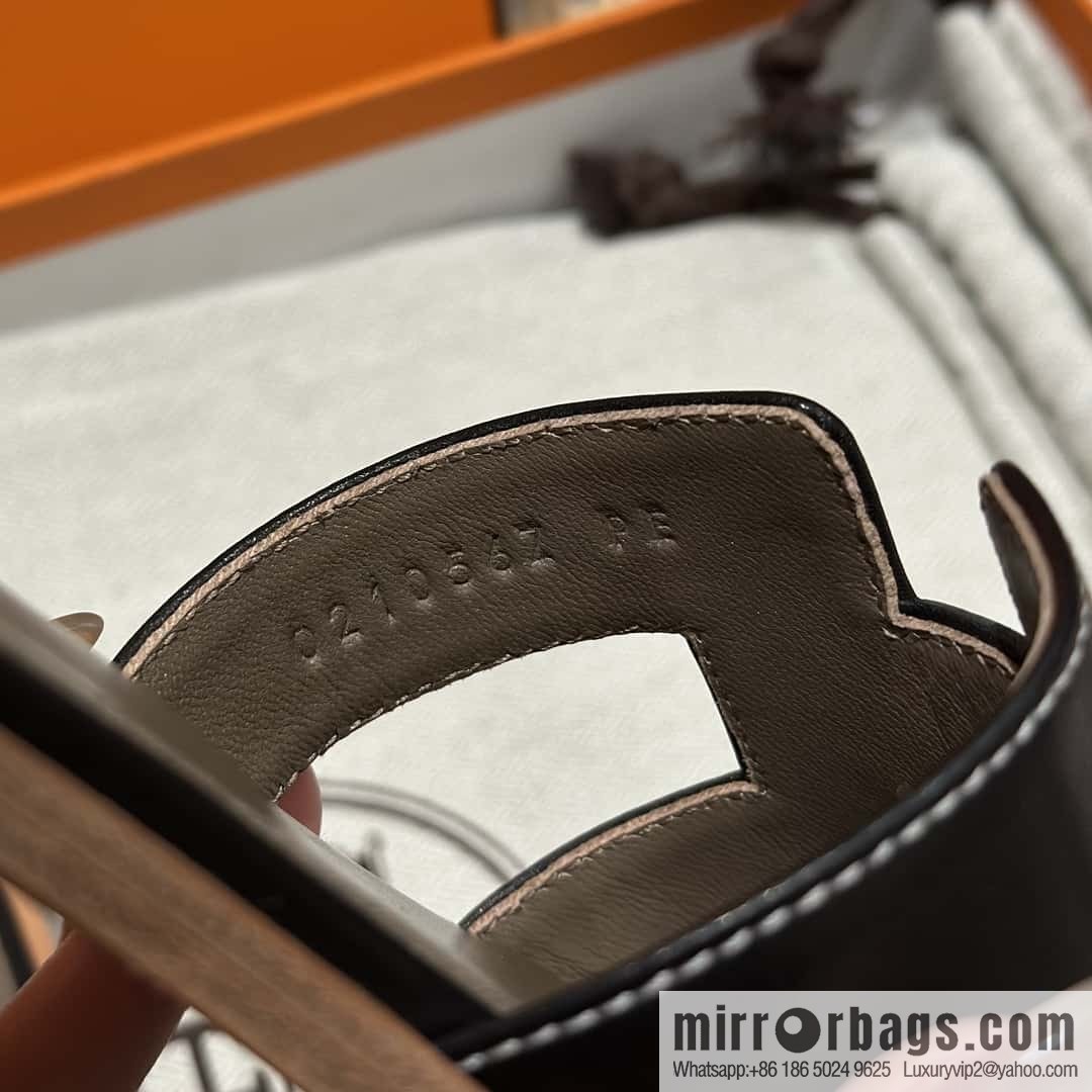 Hermès leather outsole H slippers