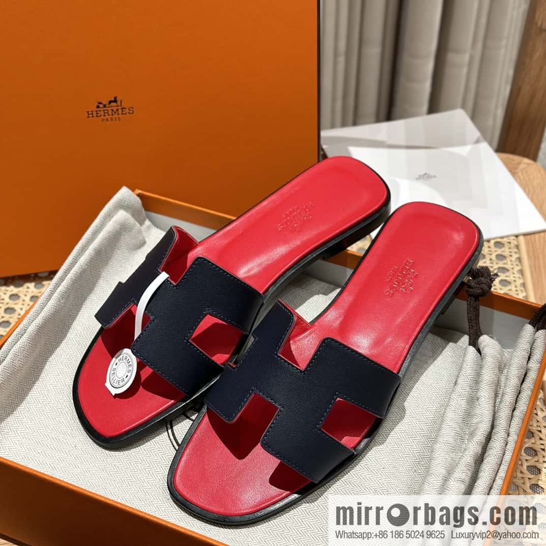 Hermès leather outsole H slippers