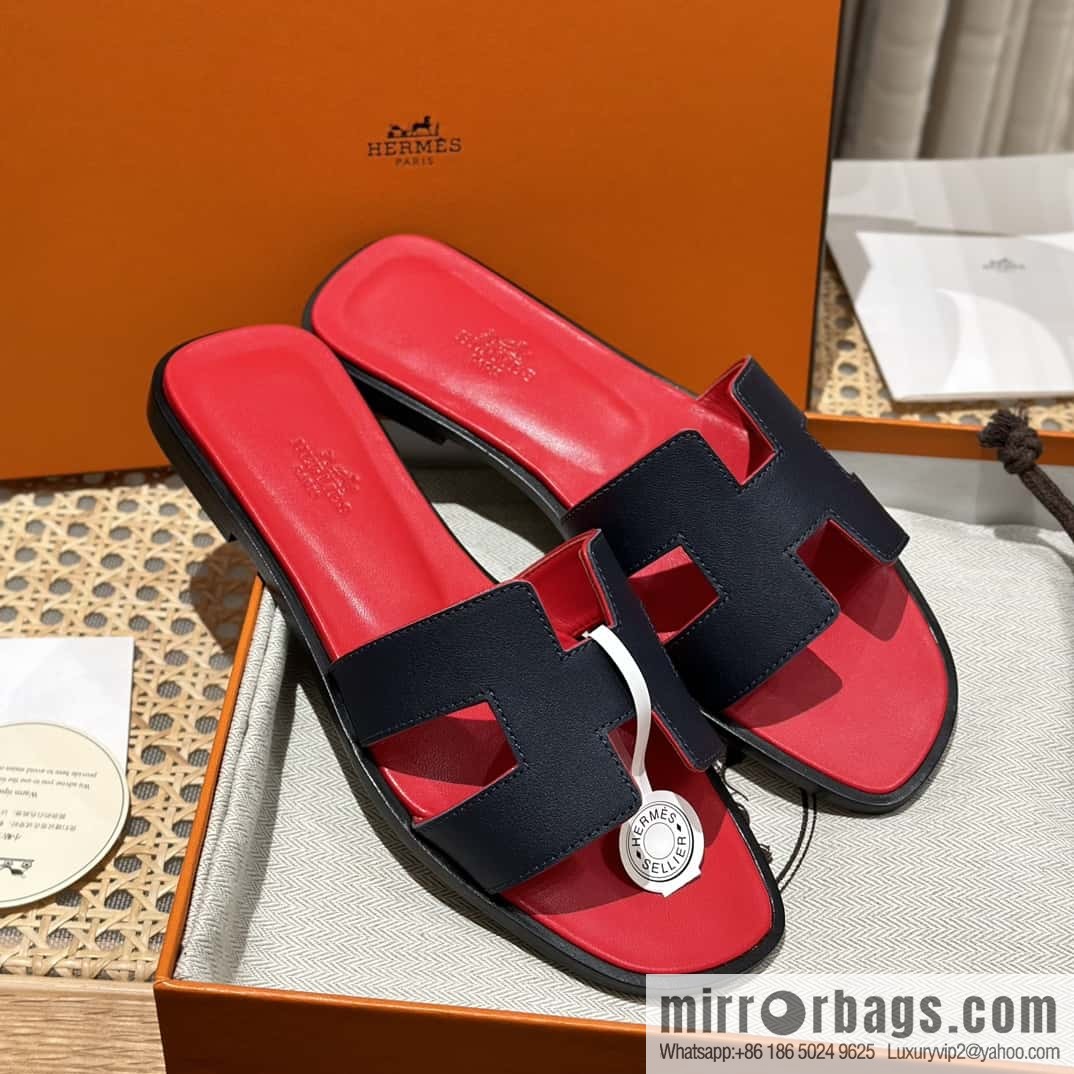 Hermès leather outsole H slippers