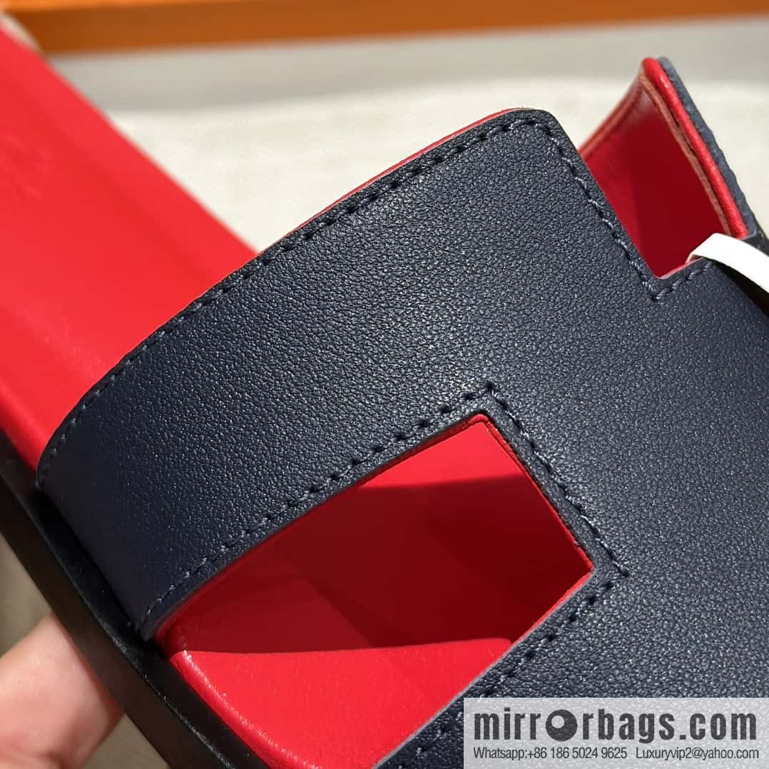 Hermès leather outsole H slippers