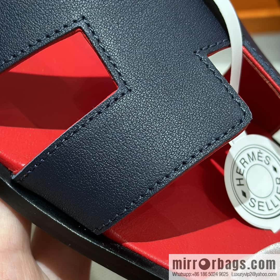 Hermès leather outsole H slippers