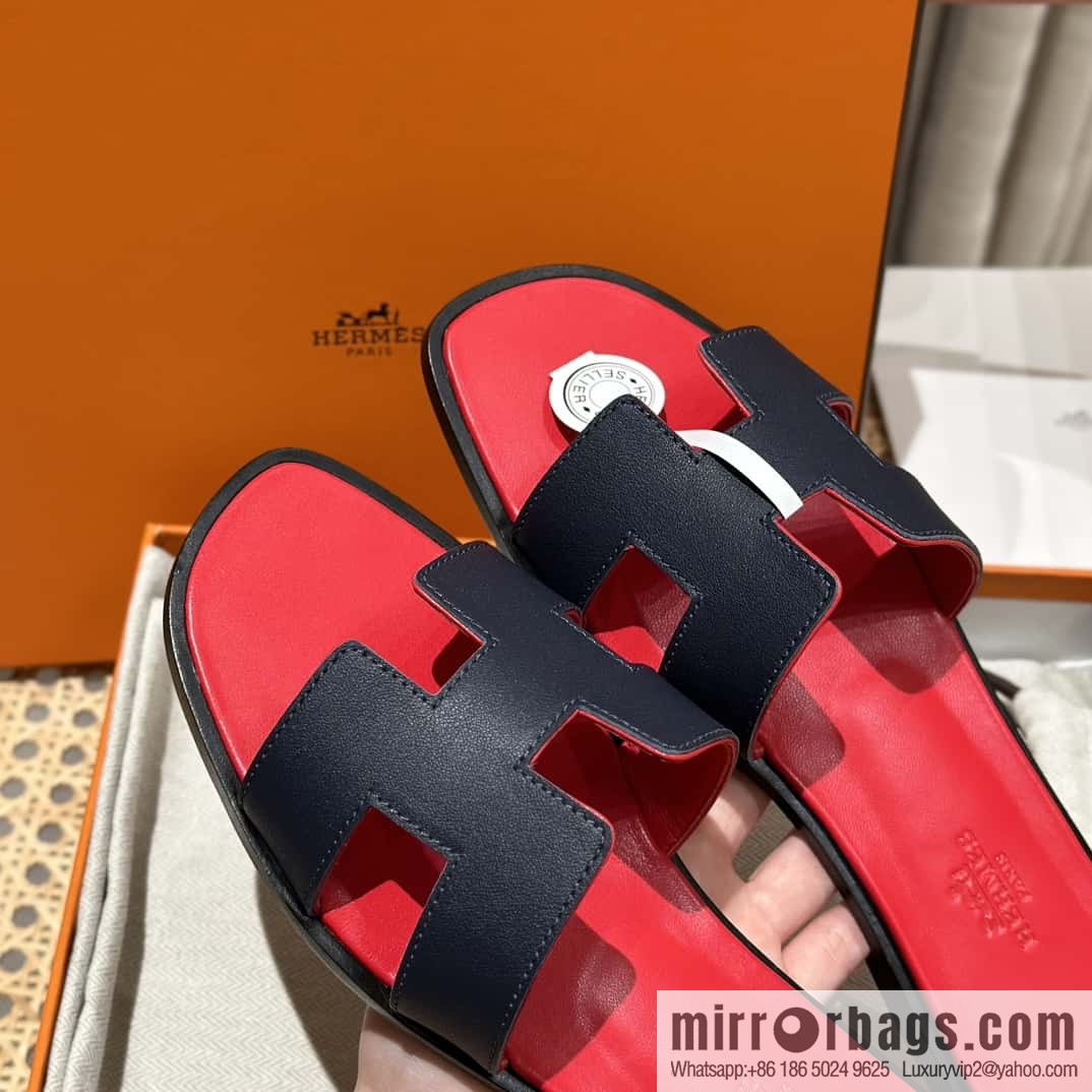Hermès leather outsole H slippers