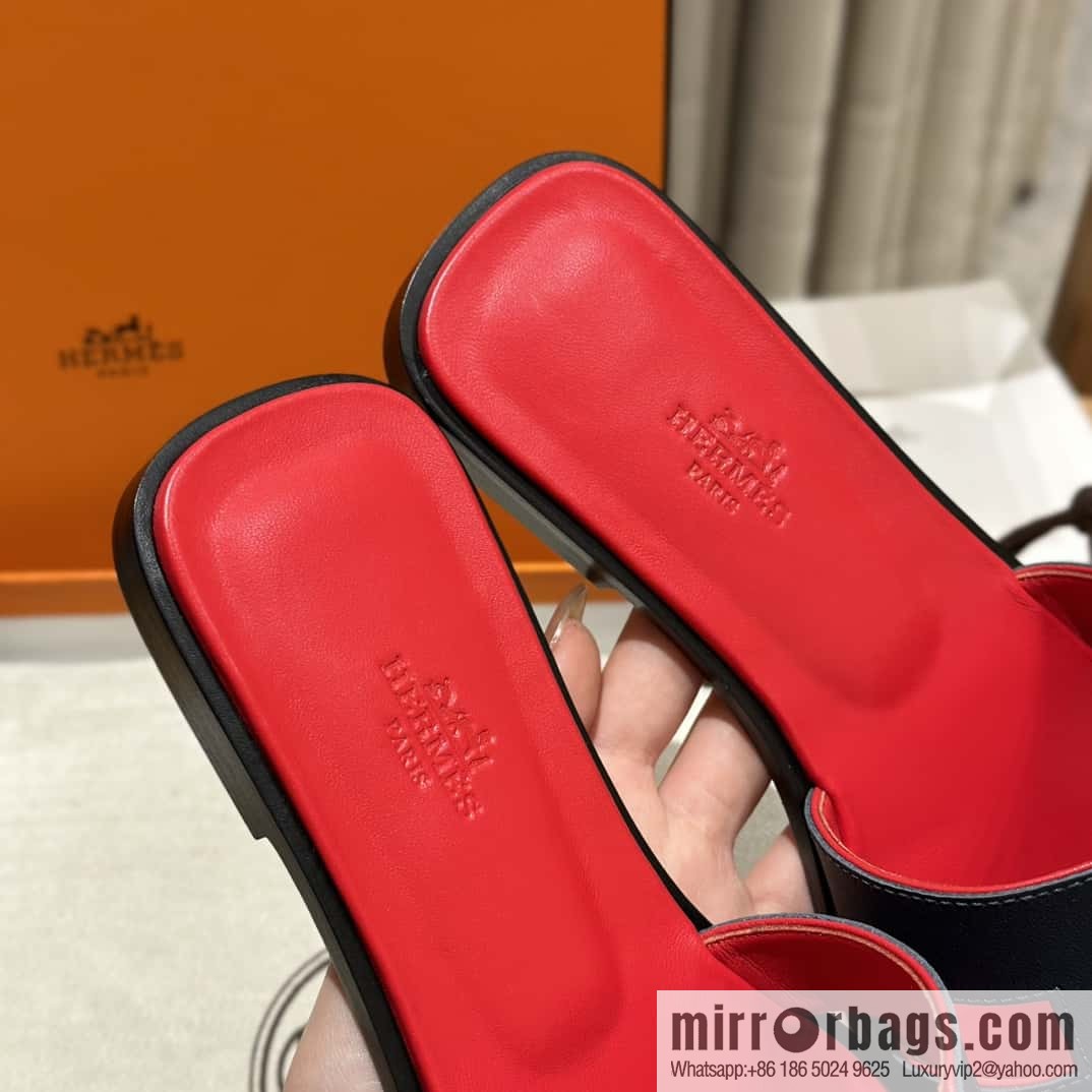 Hermès leather outsole H slippers