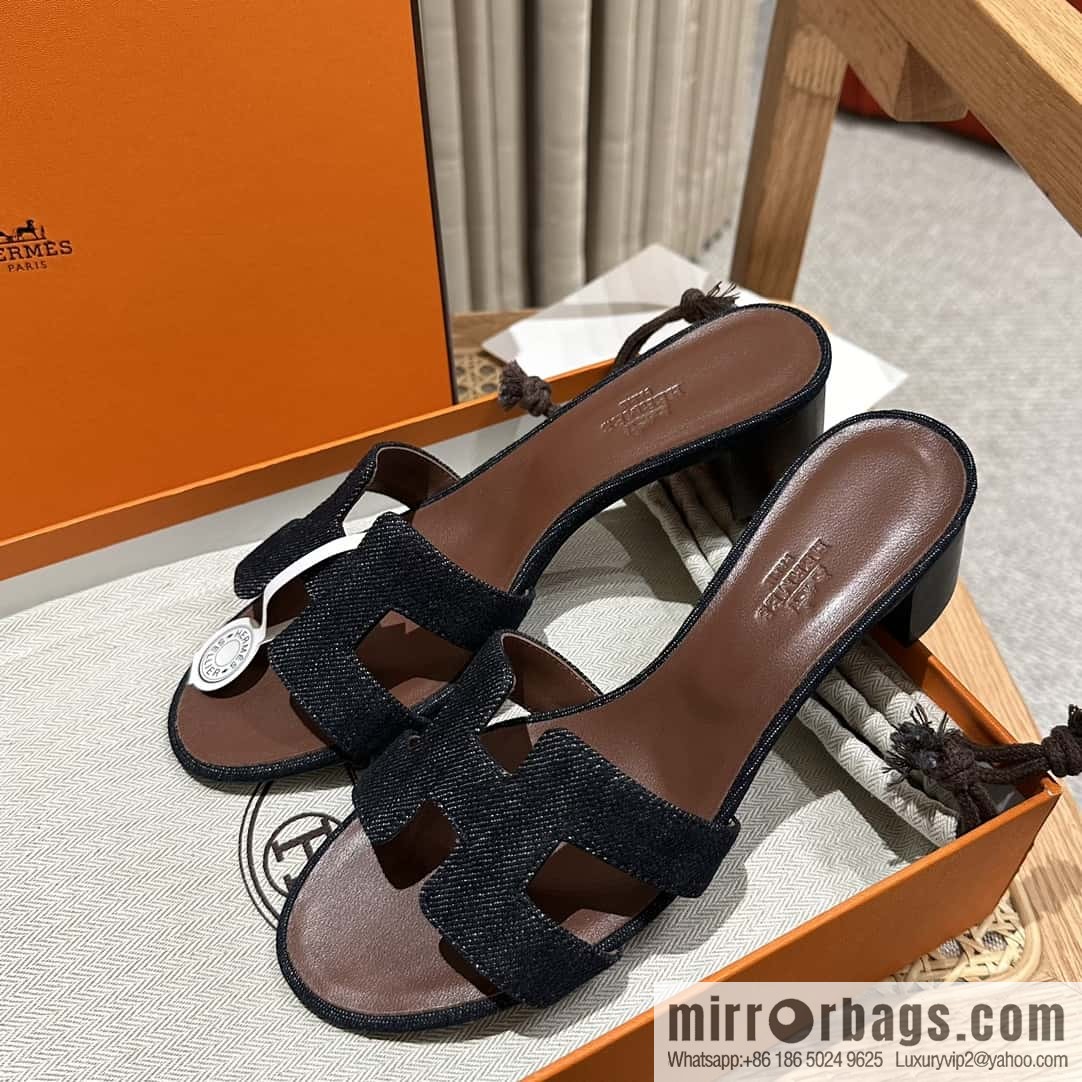 Hermès denim high heels