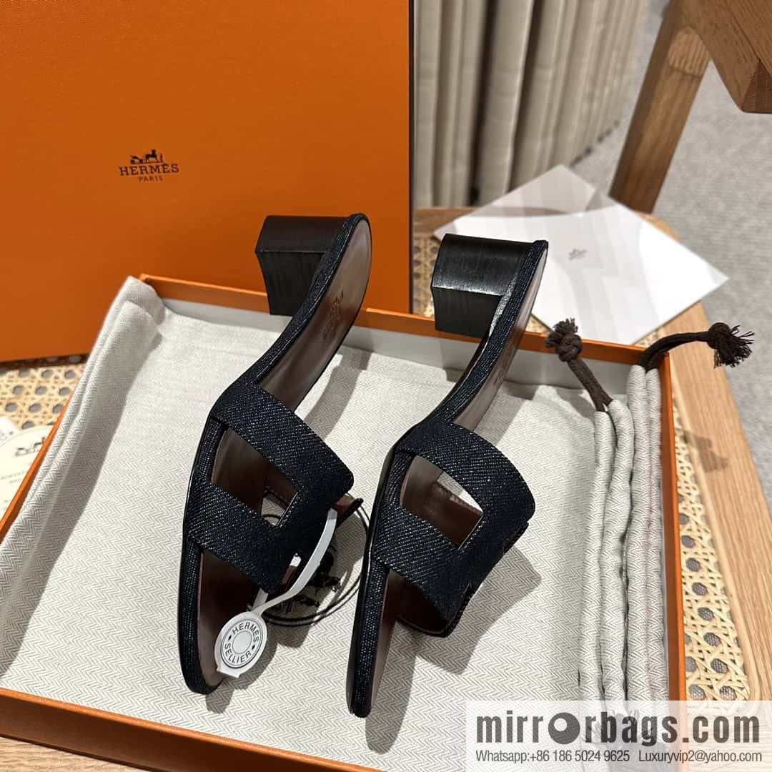 Hermès denim high heels