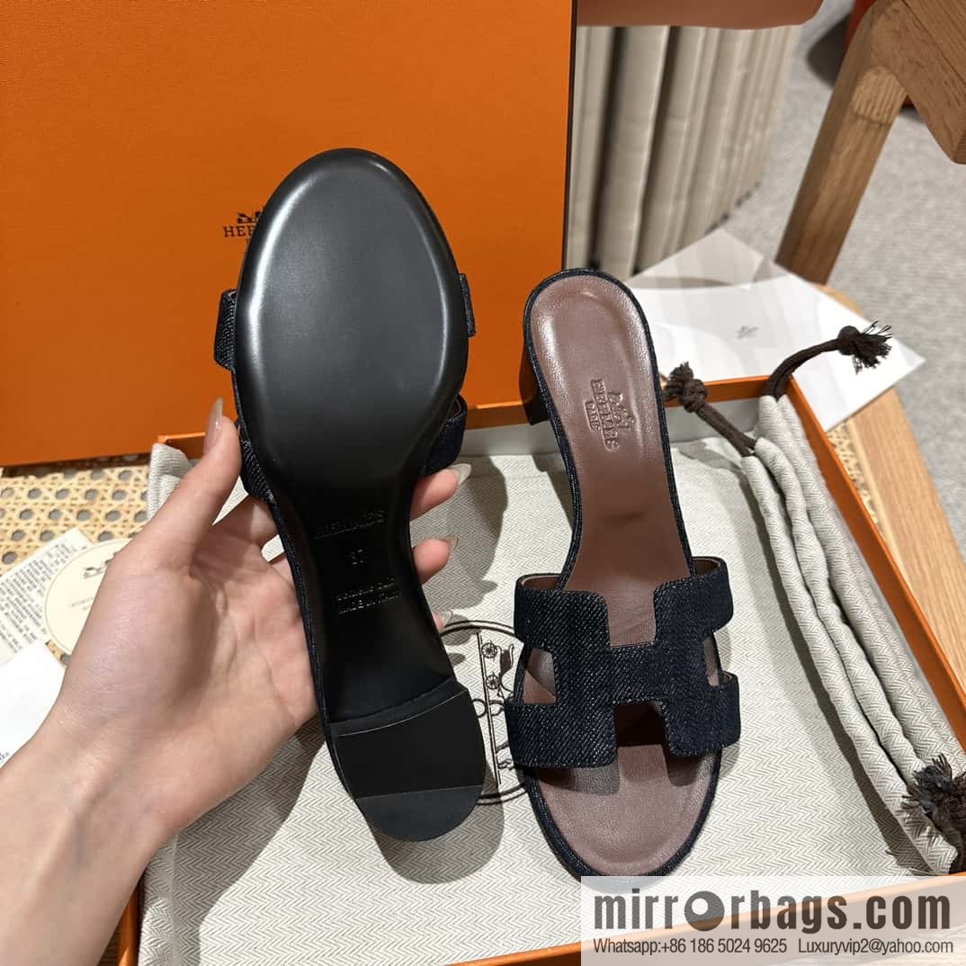 Hermès denim high heels