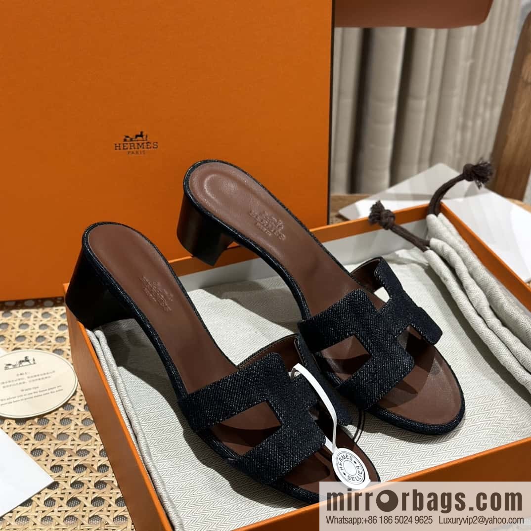 Hermès denim high heels