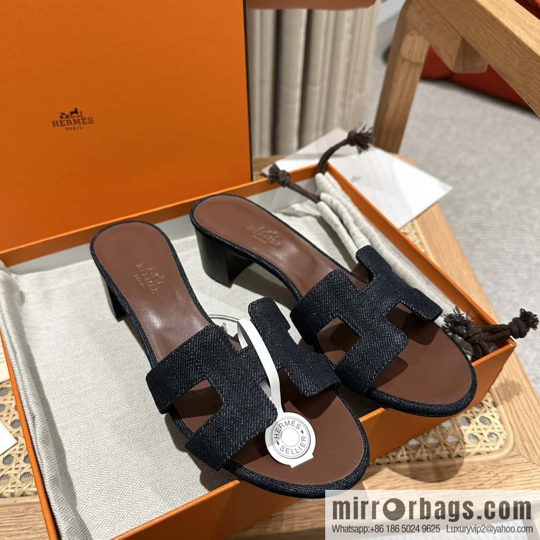 Hermès denim high heels