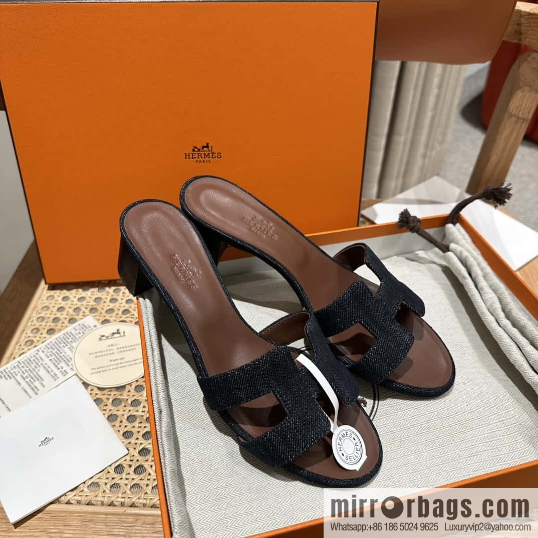 Hermès denim high heels