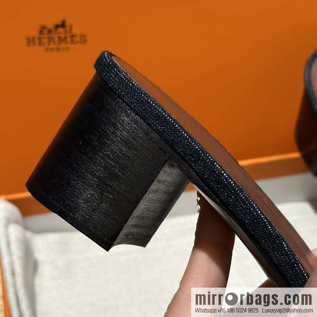 Hermès denim high heels