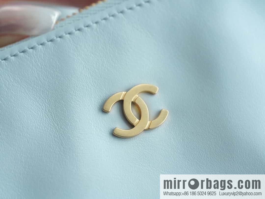 CHANEL 23C 22 handbag, genuine tail leather, haze blue, medium AS3261.