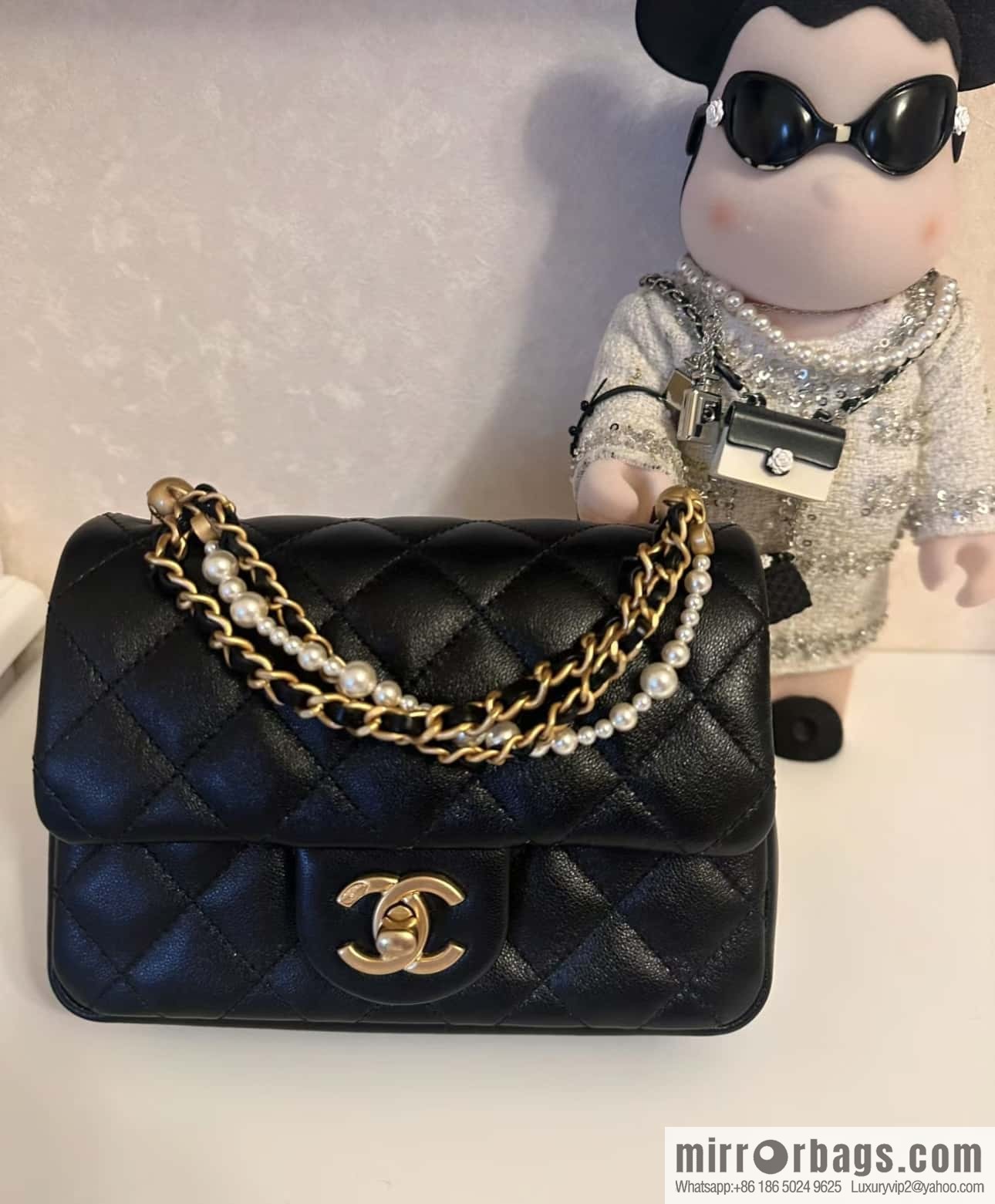 CHANEL 24P Spring and Summer Preview Series Limited Edition Pearl Square Fatty AS4385 black