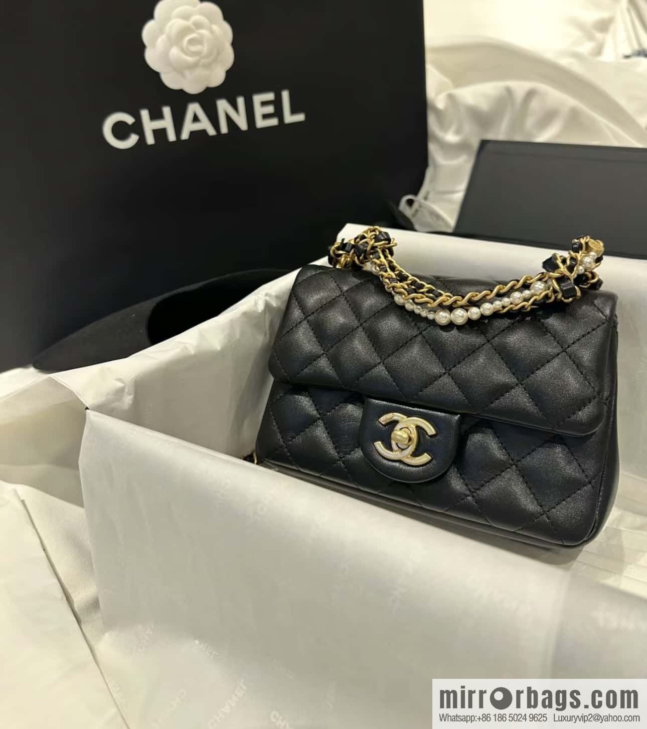 CHANEL 24P Spring and Summer Preview Series Limited Edition Pearl Square Fatty AS4385 black