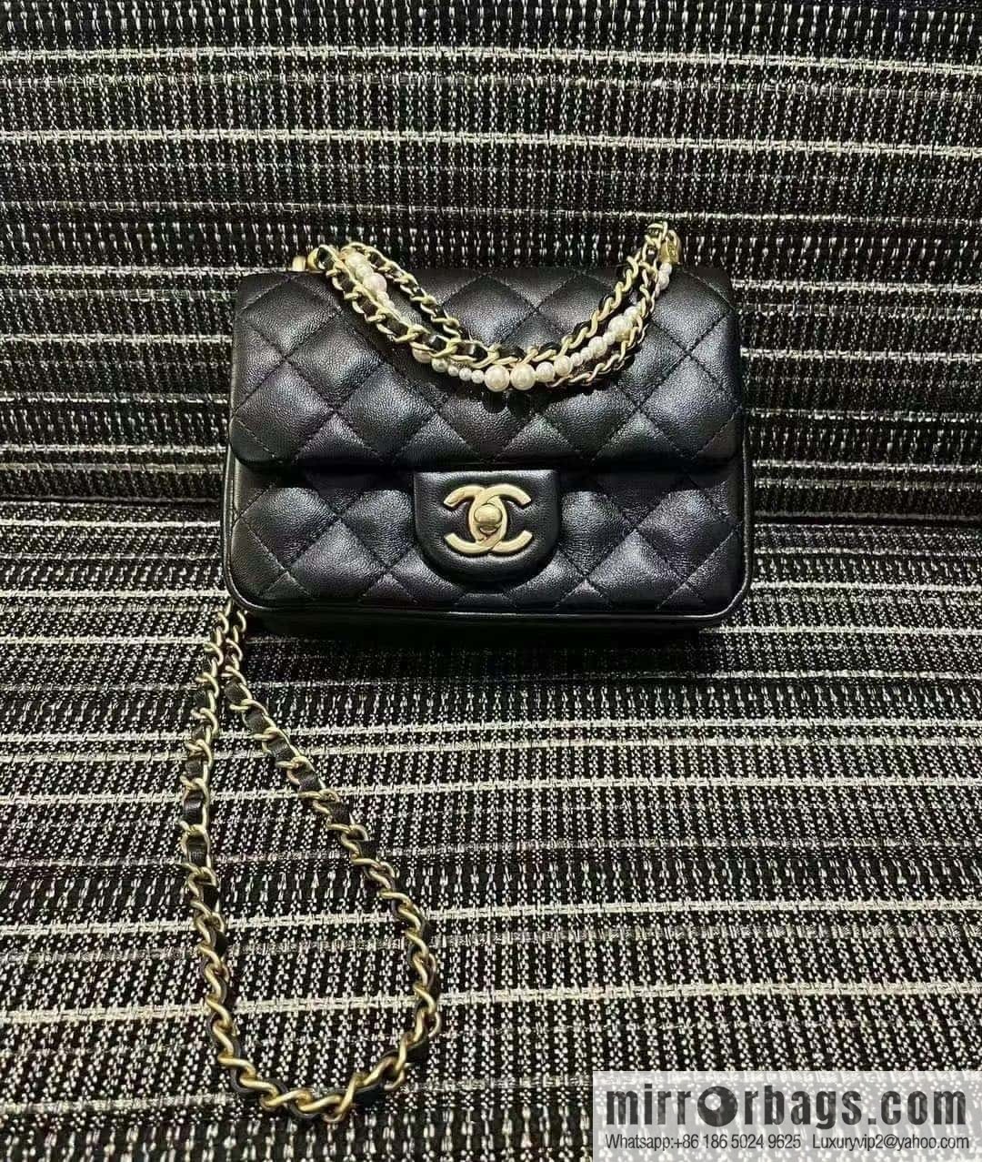 CHANEL 24P Spring and Summer Preview Series Limited Edition Pearl Square Fatty AS4385 black