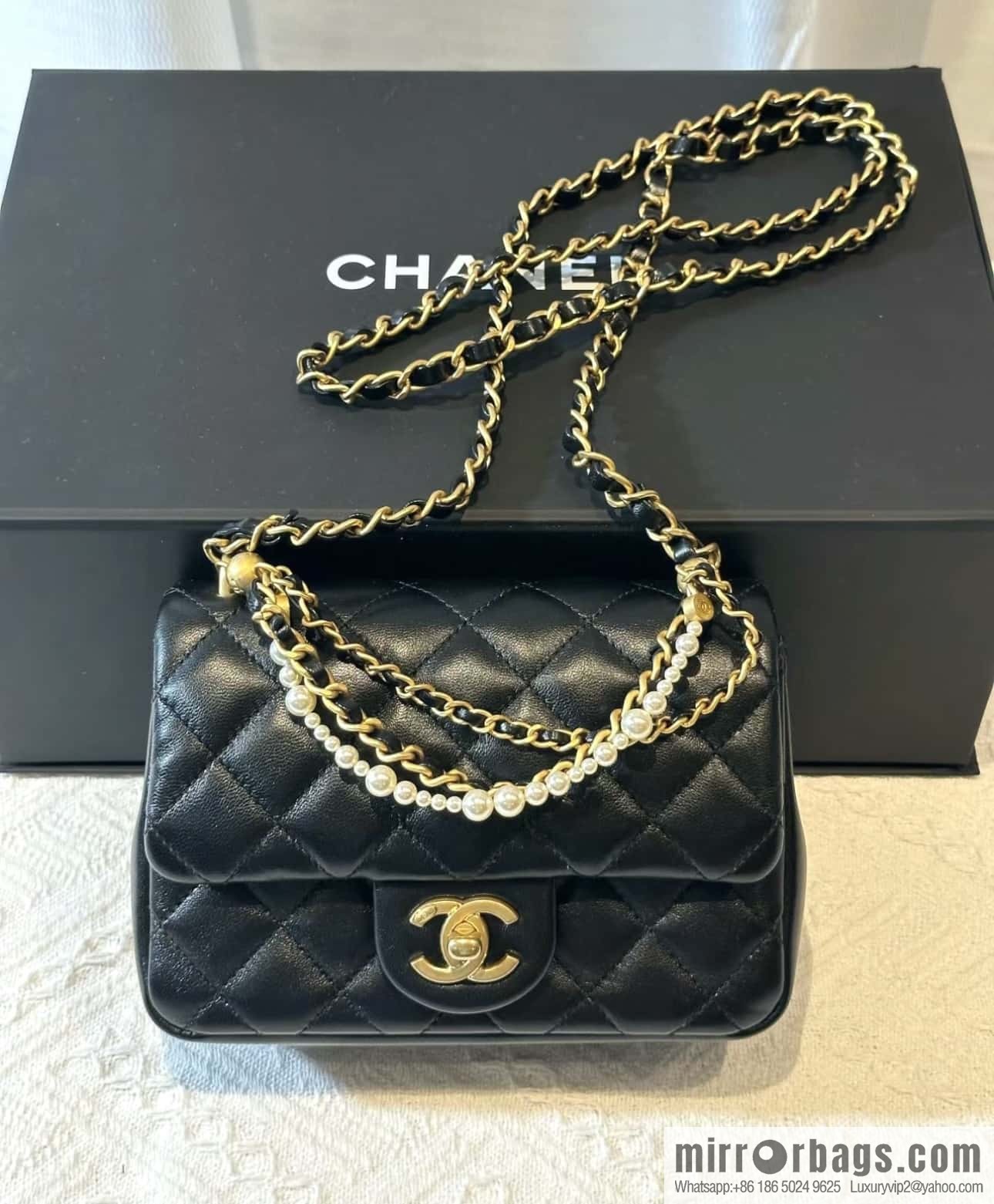 CHANEL 24P Spring and Summer Preview Series Limited Edition Pearl Square Fatty AS4385 black