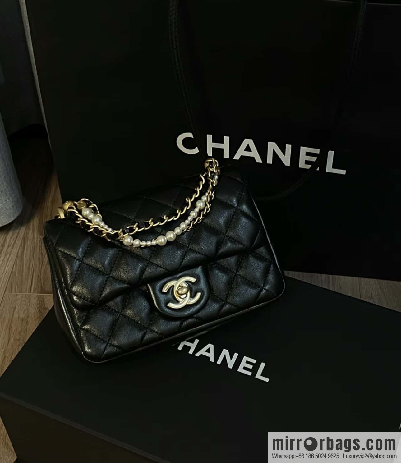 CHANEL 24P Spring and Summer Preview Series Limited Edition Pearl Square Fatty AS4385 black