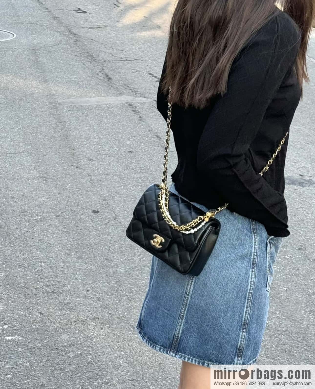 CHANEL 24P Spring and Summer Preview Series Limited Edition Pearl Square Fatty AS4385 black