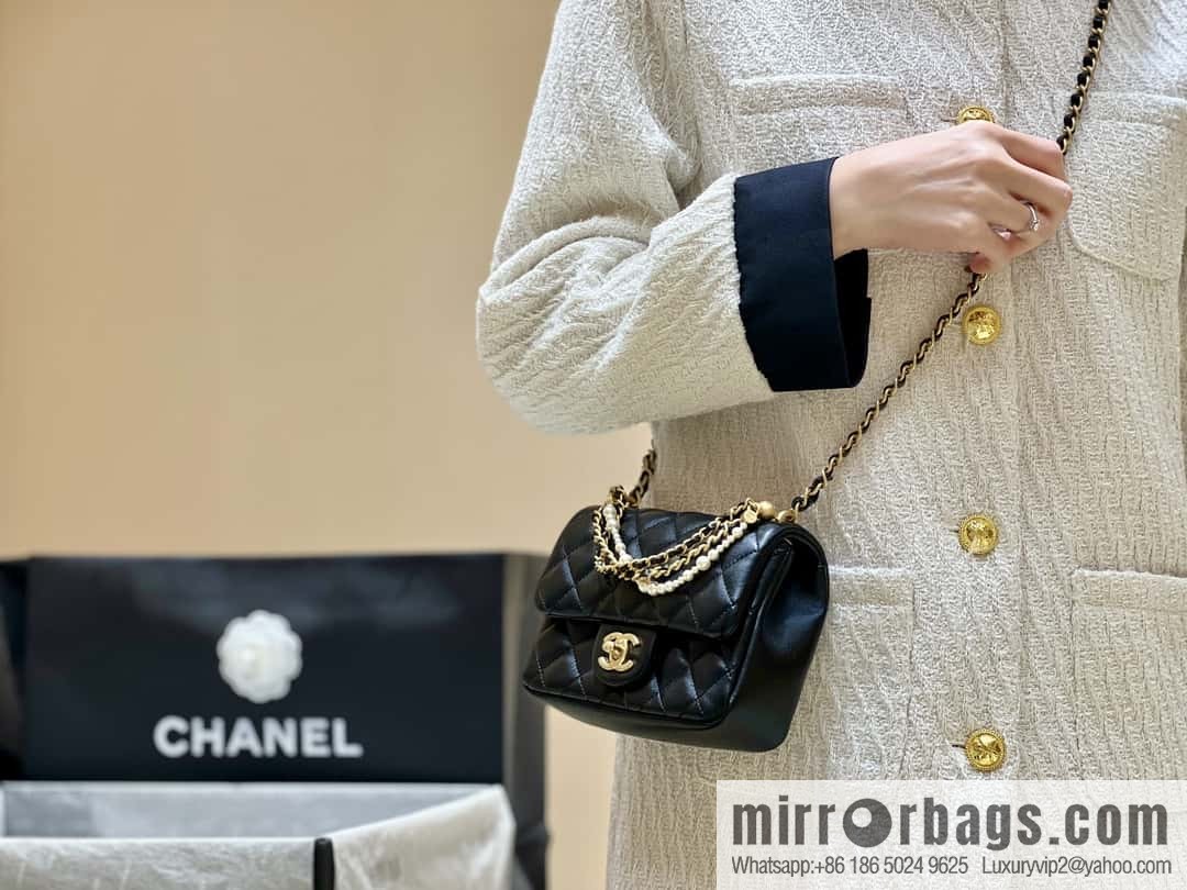 CHANEL 24P Spring and Summer Preview Series Limited Edition Pearl Square Fatty AS4385 black