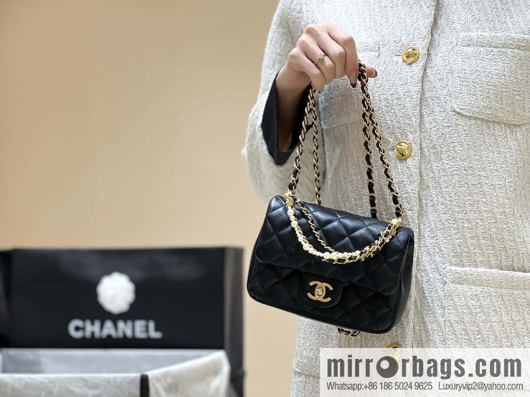 CHANEL 24P Spring and Summer Preview Series Limited Edition Pearl Square Fatty AS4385 black