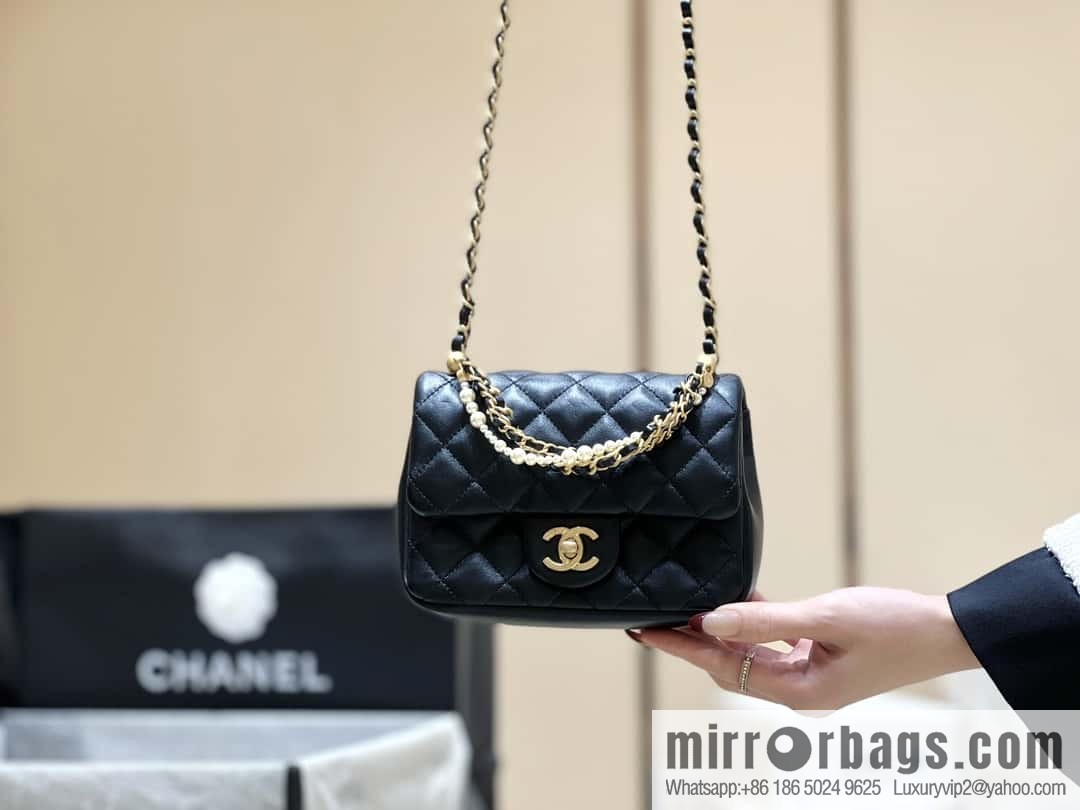 CHANEL 24P Spring and Summer Preview Series Limited Edition Pearl Square Fatty AS4385 black