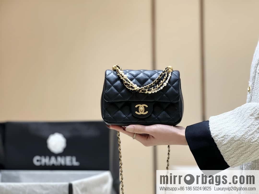 CHANEL 24P Spring and Summer Preview Series Limited Edition Pearl Square Fatty AS4385 black