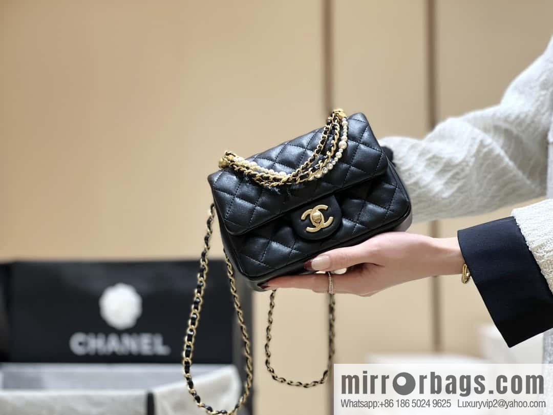 CHANEL 24P Spring and Summer Preview Series Limited Edition Pearl Square Fatty AS4385 black