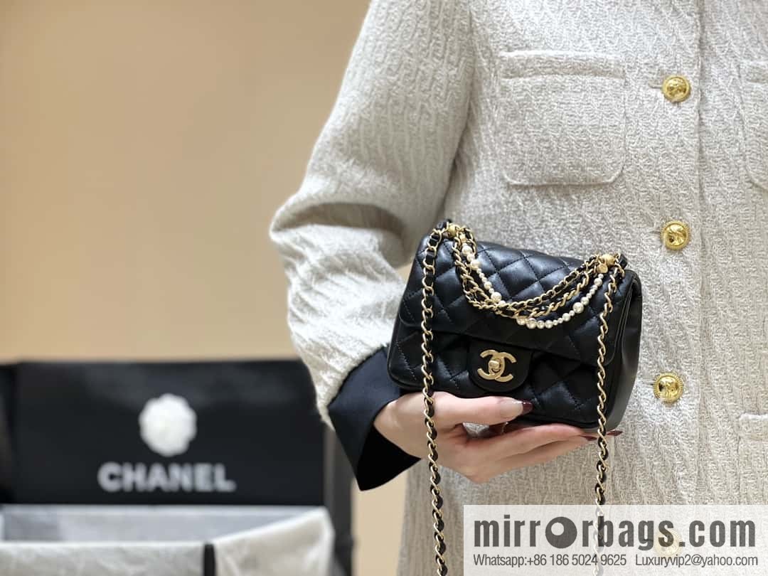 CHANEL 24P Spring and Summer Preview Series Limited Edition Pearl Square Fatty AS4385 black